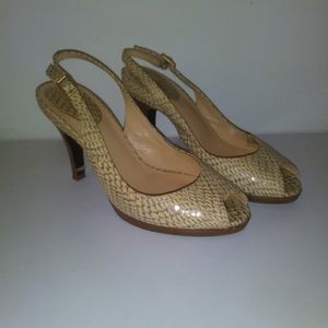 Cole Hann Nike Air cream Animal Print Leather Peep